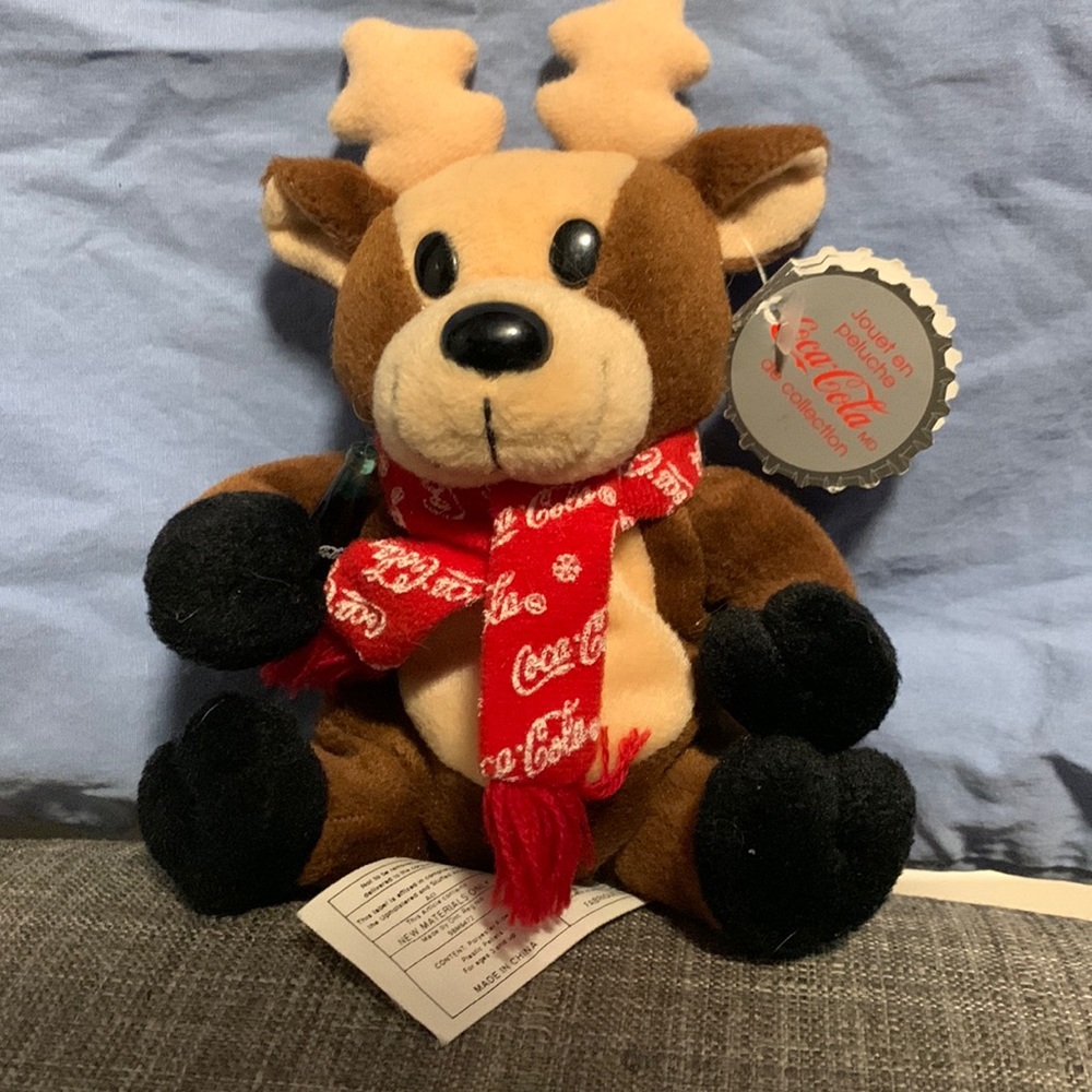 Coca Cola Coke Reindeer in Scarf Plush
